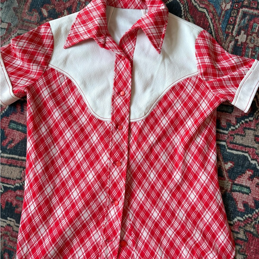 Women's Red Plaid Button Down Shirt